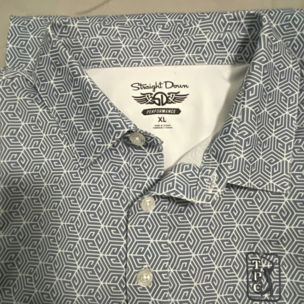 Straight Down  x TPC Scottsdale Performance Golf Polo Mens XL Blue Gray Wicking